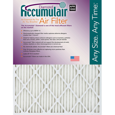Accumulair Pleated Air Filter, 16" x 30" x 2", 6 Pack FD16X30X2_6
